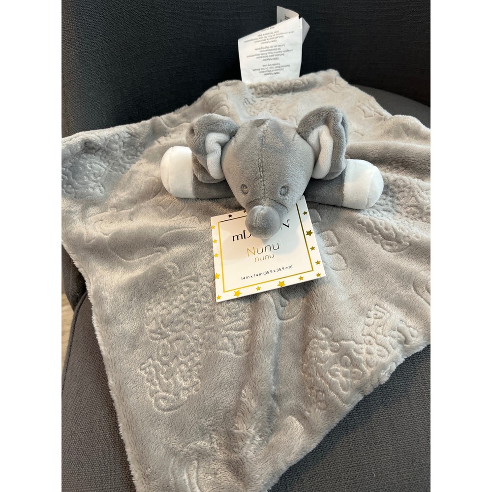 mDesign Nunu Elephant Security Blanket Gray Plush‎ Baby Comfort Toy